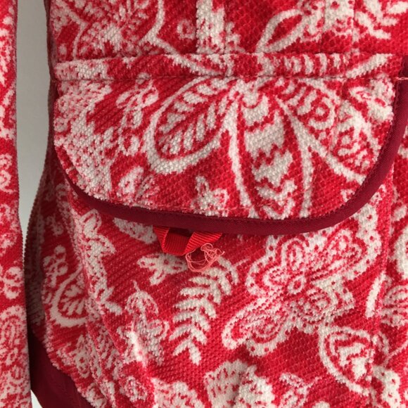 ELEVENSES Anthropologie Textured Red White Floral Polka Dot Lined Hooded Jacket - Picture 16 of 16